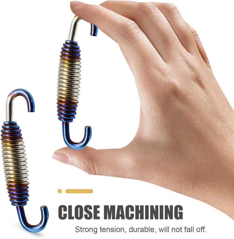 waswale 2 PCS Motorcycle Exhaust Muffler Spring, 40 mm-60 mm Extended Range Stainless Steel Exhaust Reinforced Spring Hook, Retrofit Parts, for Riding Motorcycles, Scooters, ATVs (Half Blue) - Image 5
